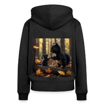 Maman Ecureuil et son bébé Canada - Sweat à capuche zippé Premium bio Femme - noir - Dos - Julia (174cm)