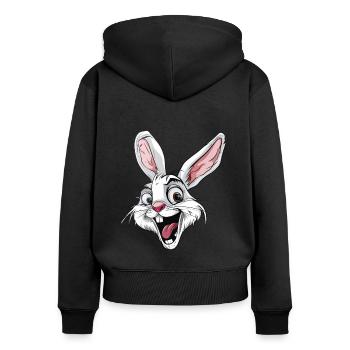 Funny bunny with big ears and eyes - Women's Premium Organic Zip Hoodie - black - Back - Julia (174cm)