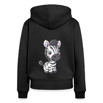 Comic Style Kawaii Zebra Stickers – Isolated - Women's Premium Organic Zip Hoodie - black - Back - Julia (174cm)