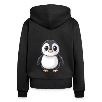 Adorable penguin with big eyes - Women's Premium Organic Zip Hoodie - black - Back - Julia (174cm)