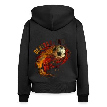 Deutschland Fussball Retro Design Vintage - Frauen Premium Bio Zip Hoodie - Schwarz - Hinten - Julia (174cm)