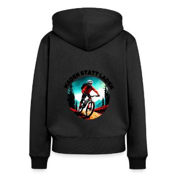 Calves instead of charging - Women's Premium Organic Zip Hoodie - black - Back - Julia (174cm)