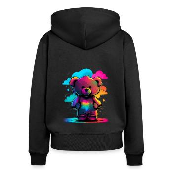 Nounours - Sweat à capuche zippé Premium bio Femme - noir - Dos - Julia (174cm)