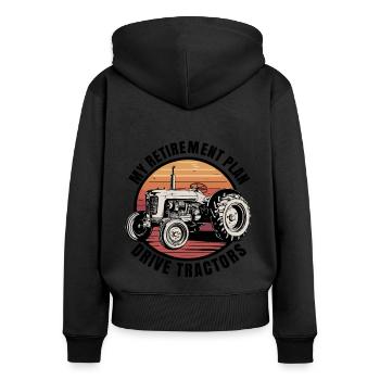 Mein Rentenplan Traktor fahren - Frauen Premium Bio Zip Hoodie - Schwarz - Hinten - Julia (174cm)