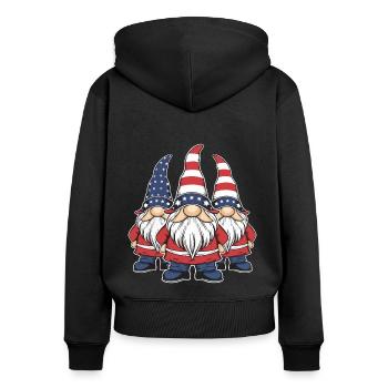 Gnomes patriotiques américains avec drapeau américain - Sweat à capuche zippé Premium bio Femme - noir - Dos - Julia (174cm)