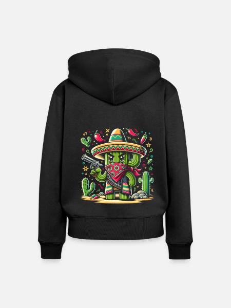 Cactus Bandido - Frauen Premium Bio Zip Hoodie - Schwarz