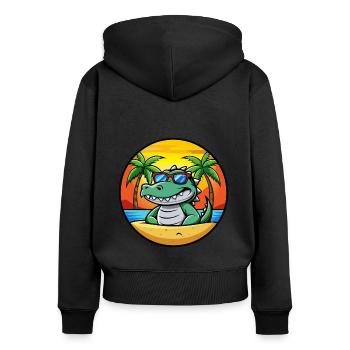 Krokodil Lustige Cartoon Sommer Strand Sonnenbrille - Frauen Premium Bio Zip Hoodie - Schwarz - Hinten - Julia (174cm)