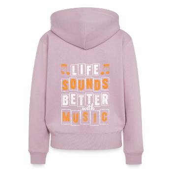 Orchestre musical Music Band - Sweat à capuche zippé Premium bio Femme - rose poudré - Dos - Julia (174cm)
