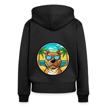 Perro De Presa Canario Hunderasse Cartoon Strand - Frauen Premium Bio Zip Hoodie - Schwarz - Hinten - Julia (174cm)