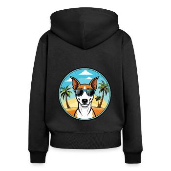 Smooth Fox Terrier Hunderasse Cartoon Sonnenbrille - Frauen Premium Bio Zip Hoodie - Schwarz - Hinten - Julia (174cm)