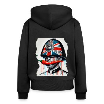 God Save The Zoreil Spicy Design - Women's Premium Organic Zip Hoodie - black - Back - Julia (174cm)