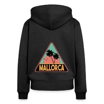 Dreieck Palmen Mallorca - Frauen Premium Bio Zip Hoodie - Schwarz - Hinten - Julia (174cm)