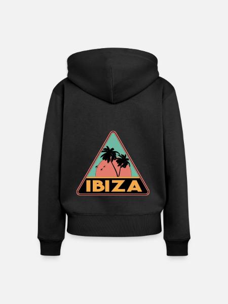 Dreieck Palmen Ibiza - Frauen Premium Bio Zip Hoodie - Schwarz