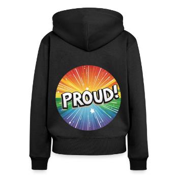 LGBTQ Proud - Frauen Premium Bio Zip Hoodie - Schwarz - Hinten - Julia (174cm)