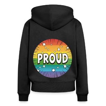 LGBTQ Proud - Frauen Premium Bio Zip Hoodie - Schwarz - Hinten - Julia (174cm)