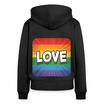 LGBTQ Love - Frauen Premium Bio Zip Hoodie - Schwarz - Hinten - Julia (174cm)