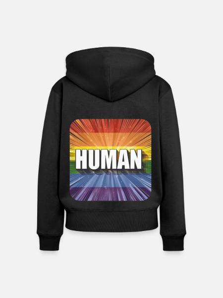 LGBTQ Human - Frauen Premium Bio Zip Hoodie - Schwarz