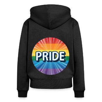 LGBTQ PRIDE - Frauen Premium Bio Zip Hoodie - Schwarz - Hinten - Julia (174cm)