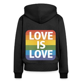 LGBTQ Love is Love - Frauen Premium Bio Zip Hoodie - Schwarz - Hinten - Julia (174cm)