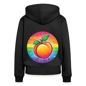 LGBTQ Pfirsich - Frauen Premium Bio Zip Hoodie - Schwarz - Hinten - Julia (174cm)