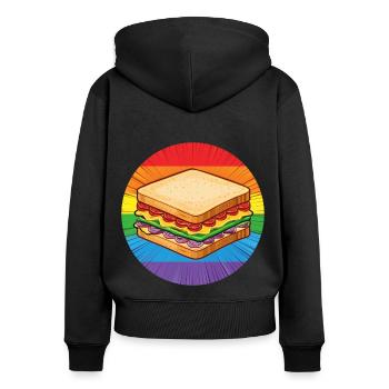 LGBTQ Sandwich - Frauen Premium Bio Zip Hoodie - Schwarz - Hinten - Julia (174cm)