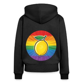 LGBTQ Citron Lime - Sweat à capuche zippé Premium bio Femme - noir - Dos - Julia (174cm)