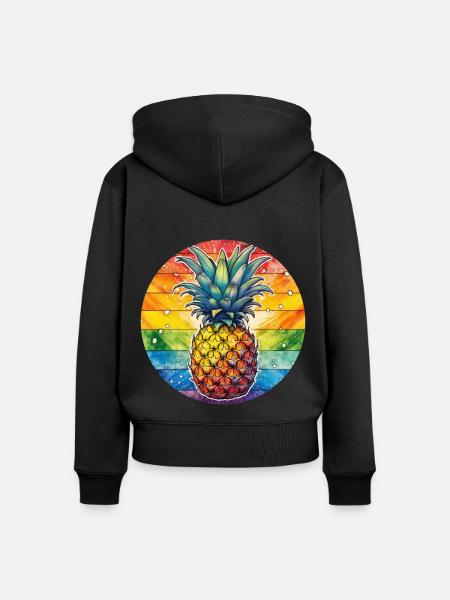 LGBTQ Ananas - Frauen Premium Bio Zip Hoodie - Schwarz
