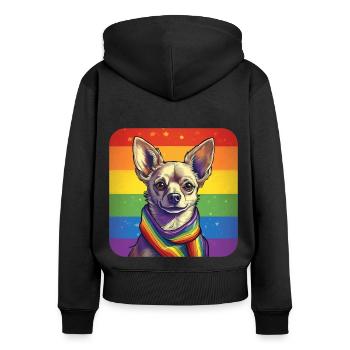 LGBTQ Chihuahua - Frauen Premium Bio Zip Hoodie - Schwarz - Hinten - Julia (174cm)