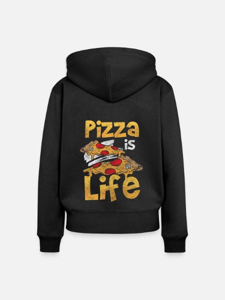 Pizza Pizzaofen Käse Lecker - Frauen Premium Bio Zip Hoodie - Schwarz