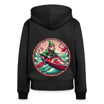 Weihnachtself-kajakfahren - Frauen Premium Bio Zip Hoodie - Schwarz - Hinten - Julia (174cm)