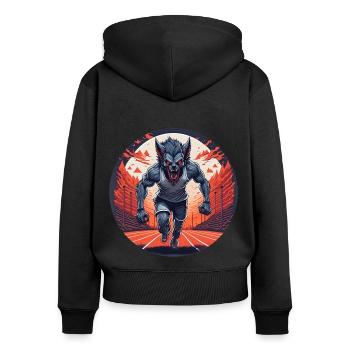 Gruseliges Halloween-partykostüm Werwolf Läuft - Frauen Premium Bio Zip Hoodie - Schwarz - Hinten - Julia (174cm)