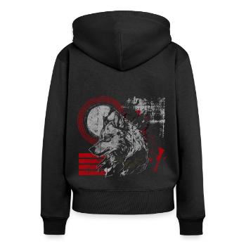 Trash Polka Motiv Rot Polka - Frauen Premium Bio Zip Hoodie - Schwarz - Hinten - Julia (174cm)