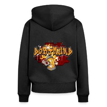 Dortmund Graffiti - Sweat à capuche zippé Premium bio Femme - noir - Dos - Julia (174cm)