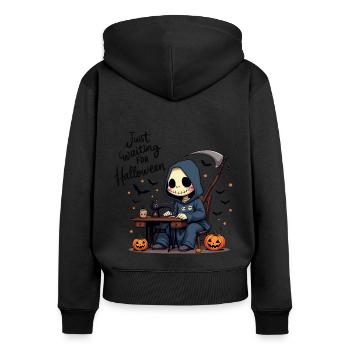 Sensenmann näht Halloween Kostüm - Frauen Premium Bio Zip Hoodie - Schwarz - Hinten - Julia (174cm)