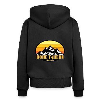 Hohe Tauern Österreich - Frauen Premium Bio Zip Hoodie - Schwarz - Hinten - Julia (174cm)