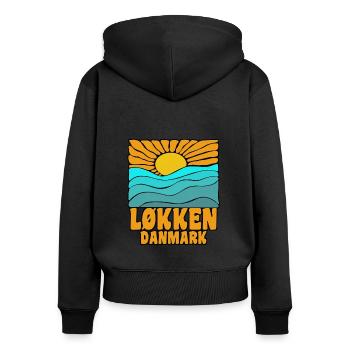 Lokken Dänemark Ostsee Sonne - Frauen Premium Bio Zip Hoodie - Schwarz - Hinten - Julia (174cm)
