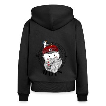 Seemann - Moin Matrose - Frauen Premium Bio Zip Hoodie - Schwarz - Hinten - Julia (174cm)