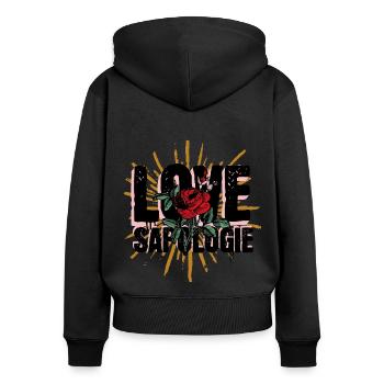 Love Sapologie Rose Design - Women's Premium Organic Zip Hoodie - black - Back - Julia (174cm)