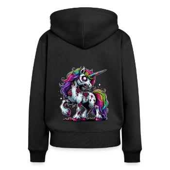 Halloween Einhorn Zombie Fantasie Halloweenkostüm - Frauen Premium Bio Zip Hoodie - Schwarz - Hinten - Julia (174cm)