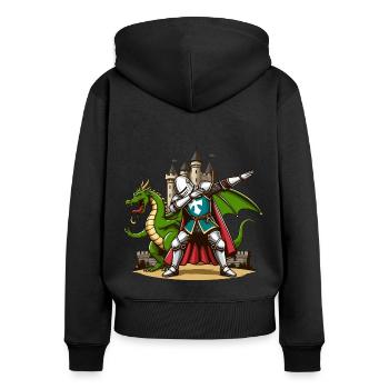 Dabbender Ritter, Mittelalter Kostüm - Frauen Premium Bio Zip Hoodie - Schwarz - Hinten - Julia (174cm)
