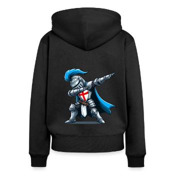 Dabbender Ritter, Mittelalter Kostüm - Frauen Premium Bio Zip Hoodie - Schwarz - Hinten - Julia (174cm)