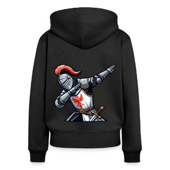 Dabbender Ritter, Mittelalter Kostüm - Frauen Premium Bio Zip Hoodie - Schwarz - Hinten - Julia (174cm)