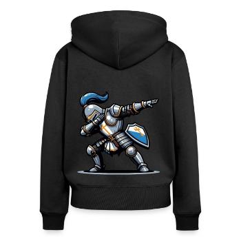 Dabbender Ritter, Mittelalter Kostüm - Frauen Premium Bio Zip Hoodie - Schwarz - Hinten - Julia (174cm)