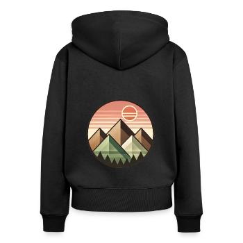 Geometrische Sonnenuntergangs-Berglandschaft - Frauen Premium Bio Zip Hoodie - Schwarz - Hinten - Julia (174cm)