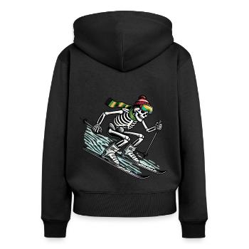 Skeleton à skis - une aventure hivernale avec une touche d’originalité - Sweat à capuche zippé Premium bio Femme - noir - Dos - Julia (174cm)