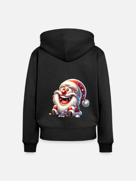 Weihnachtsmann Schneefall Lustig Comic - Frauen Premium Bio Zip Hoodie - Schwarz