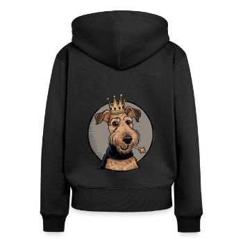 Airedale Terrier - Sweat à capuche zippé Premium bio Femme - noir - Dos - Julia (174cm)