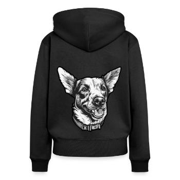 Promenade de chien ami à quatre pattes - Sweat à capuche zippé Premium bio Femme - noir - Dos - Julia (174cm)