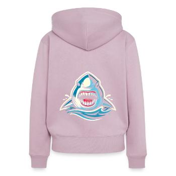 Fierce Shark Bite IllustrationFierce Shark Bite I - Women's Premium Organic Zip Hoodie - dusky pink - Back - Julia (174cm)