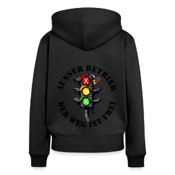 Traffic Light Government Out of Order - Political - Women's Premium Organic Zip Hoodie - black - Back - Julia (174cm)